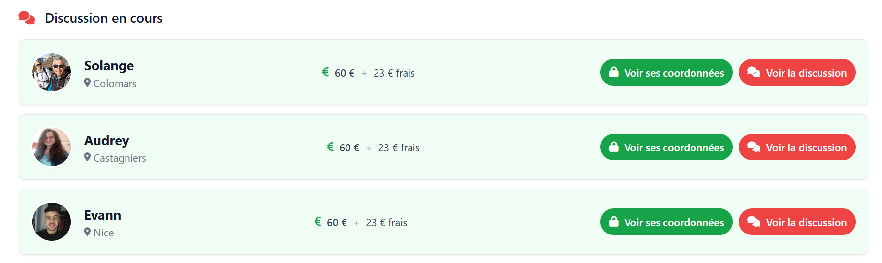 Discussions en cours avec les petsitters