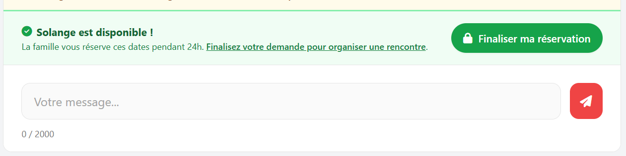Conversation avec un petsitter et récapitulatif de paiement