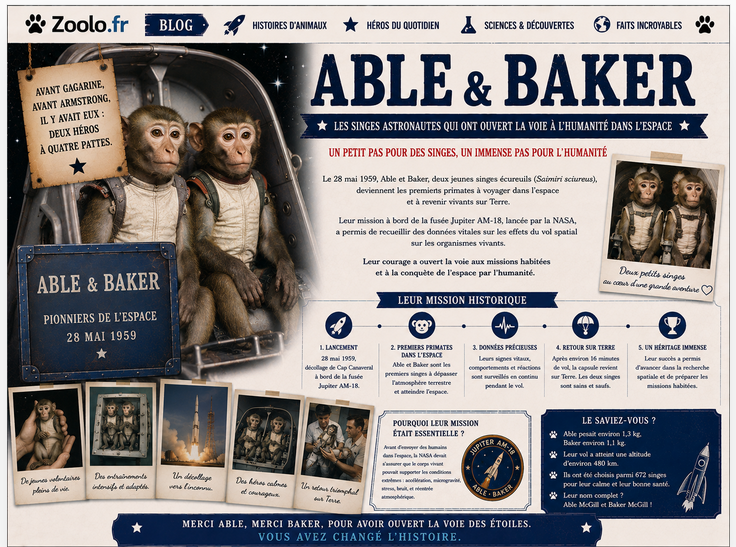 🐵 Able et Baker : les singes astronautes qui ont ouvert la voie à l’humanité dans l’espace