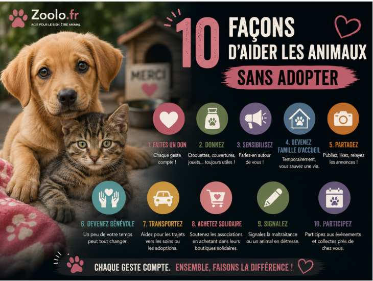 🐾 10 façons d'aider les animaux sans adopter