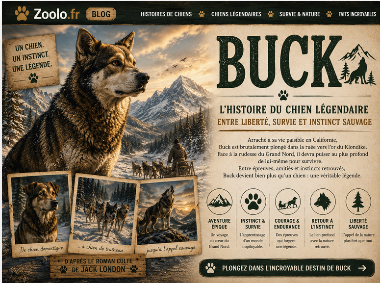 Buck : l’histoire du chien légendaire entre liberté, survie et instinct sauvage 🐺🐾