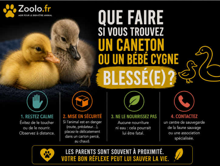 🦆 Que faire si vous trouvez un caneton ou un bébé cygne blessée?