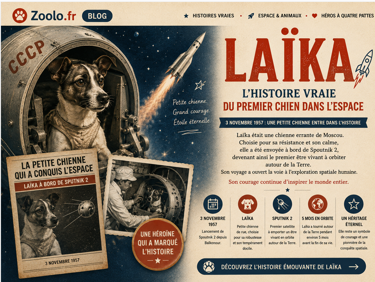 Laïka : l’histoire vraie du premier chien dans l’espace 🐕🚀