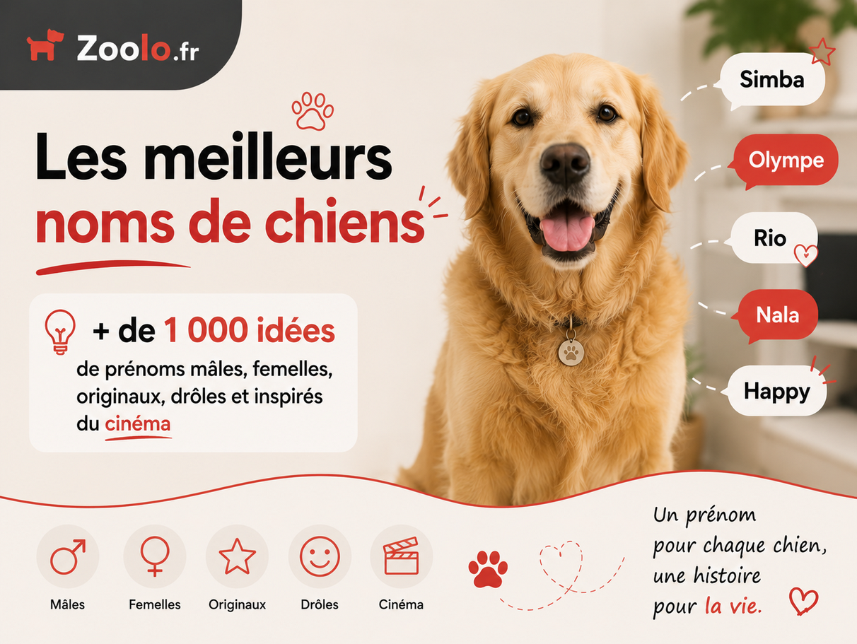 🐶 Les meilleurs noms de chiens : plus de 1 000 idées de prénoms mâles, femelles, originaux, drôles et inspirés du cinéma