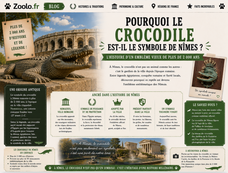 🐊 Pourquoi le crocodile est-il le symbole de Nîmes ? L'histoire d'un emblème vieux de plus de 2 000 ans