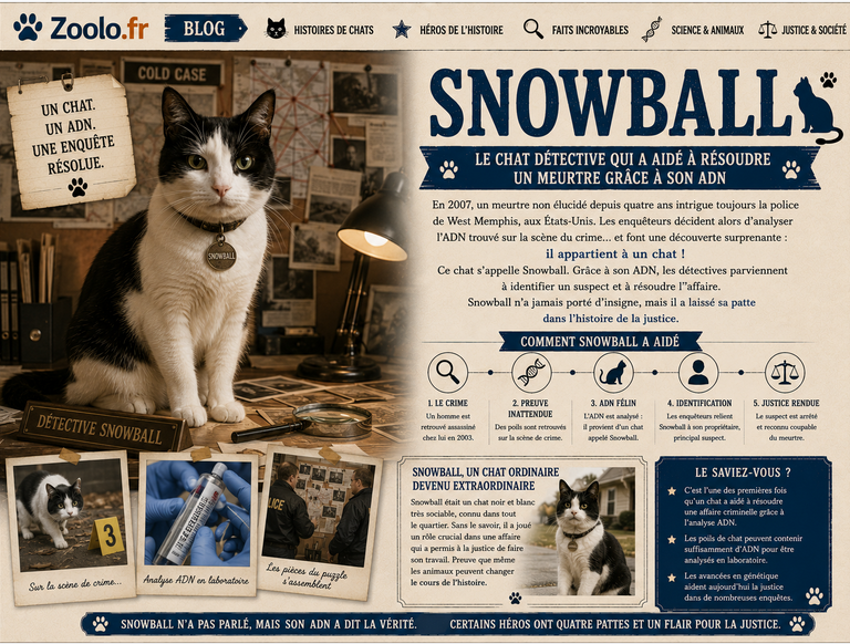 🐱 Snowball : le chat détective qui a aidé à résoudre un meurtre grâce à son ADN