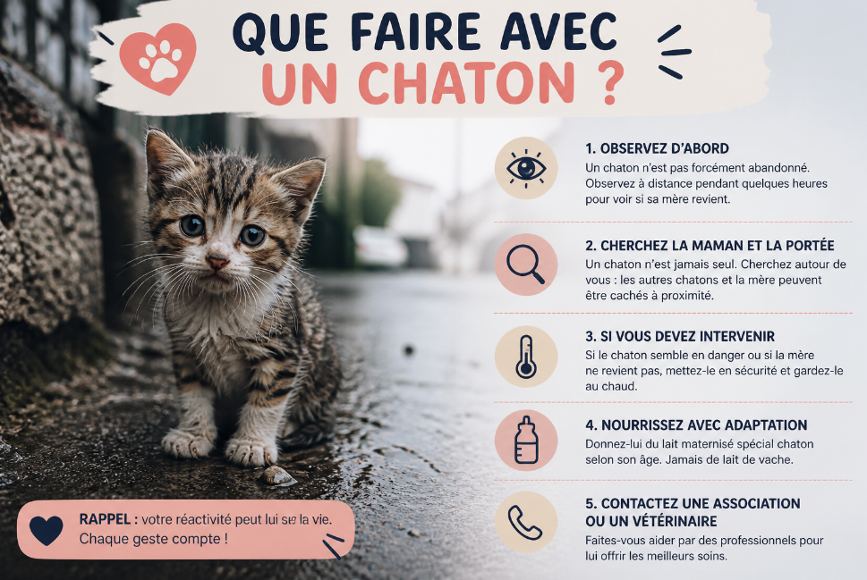 👀 Que faire si vous trouvez un chaton errant ? Tous les gestes à connaître pour le sauver.