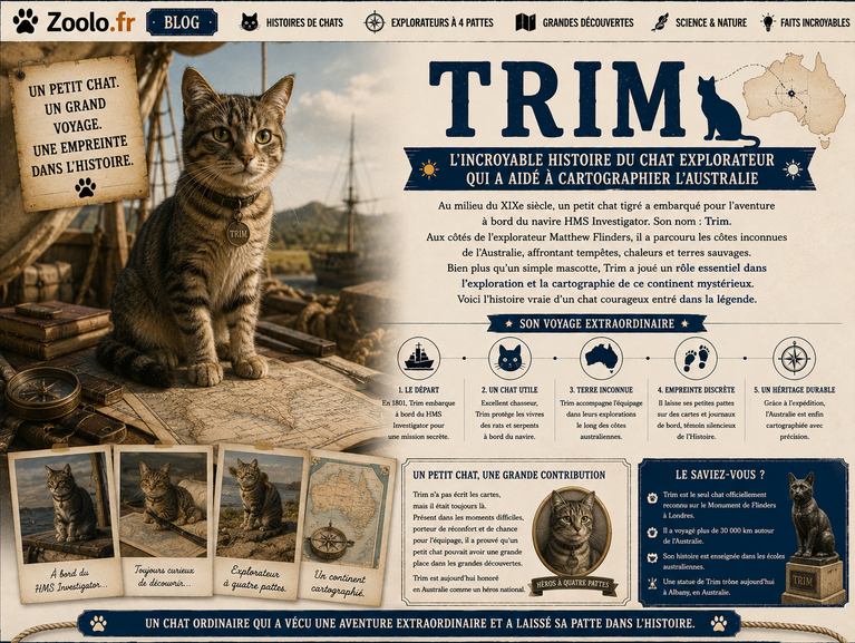 🐱 Trim : l'incroyable histoire du chat explorateur qui a aidé à cartographier l'Australie