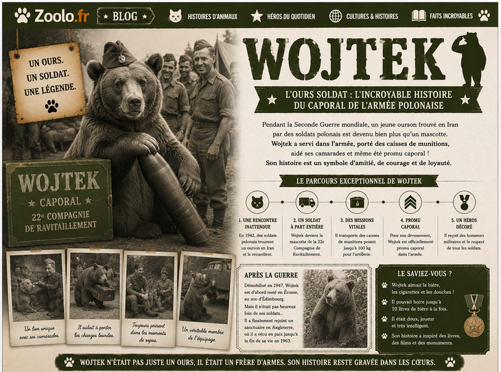 🐻 Wojtek, l’ours soldat : l’incroyable histoire du caporal de l’armée polonaise