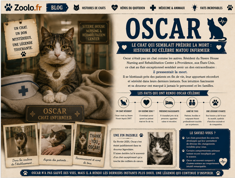 🐱 Oscar, le chat qui semblait prédire la mort : histoire du célèbre matou infirmier