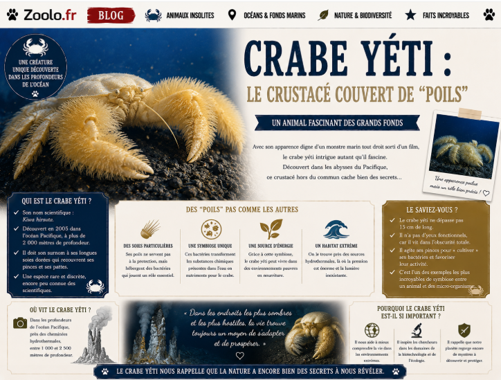 🦀 Crabe yéti : le mystérieux crustacé couvert de "poils" qui fascine les scientifiques