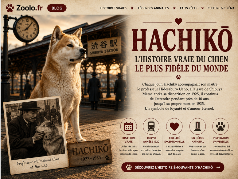 Hachikō 🐕❤️ — L’histoire vraie du chien le plus fidèle du monde