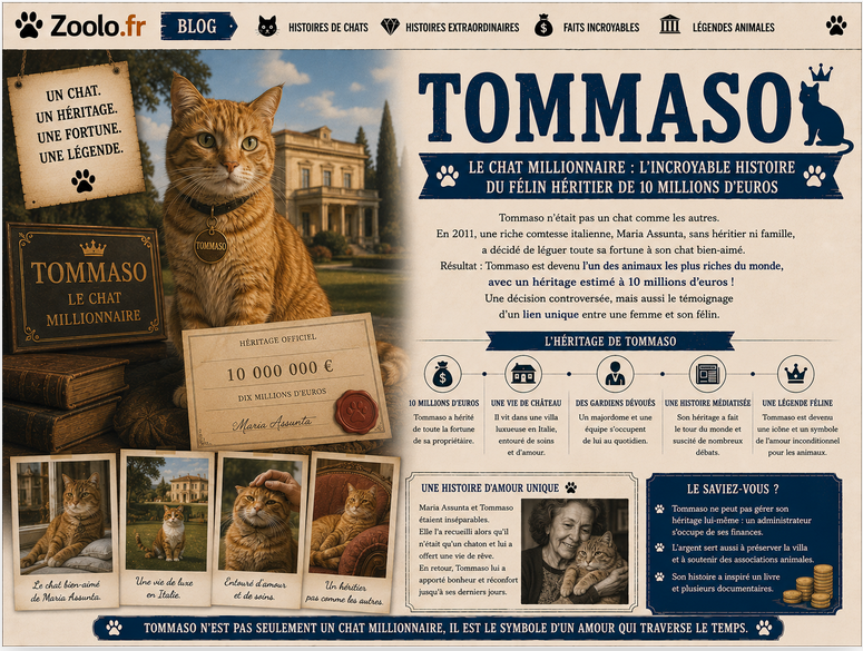 🐱 Tommaso, le chat millionnaire : l’incroyable histoire du félin héritier de 10 millions d’euros