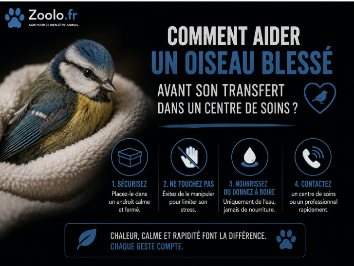 🐦 Comment aider un oiseau blessé avant son transfert dans un centre de soins ?