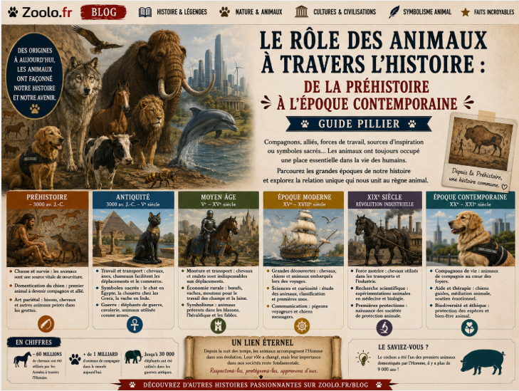 Le rôle des animaux à travers l'Histoire : De la Préhistoire à l'époque contemporaine