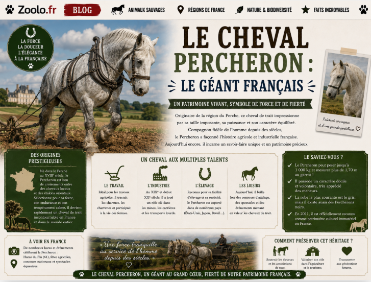 🐴 Le cheval Percheron : le géant français