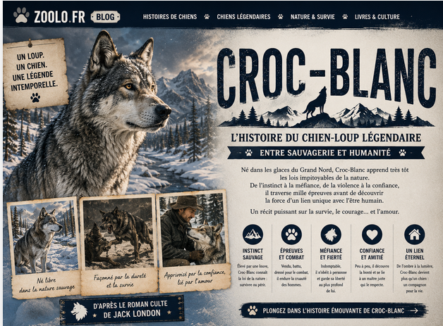 🐺 Croc-Blanc : l’histoire du chien-loup légendaire entre sauvagerie et humanité