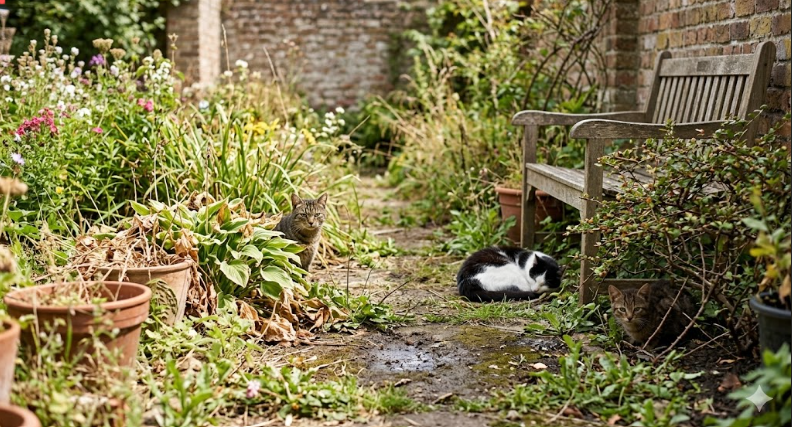Chats errants dans le jardin : que faire s’ils se reproduisent et urinent partout ? 🐱🏡