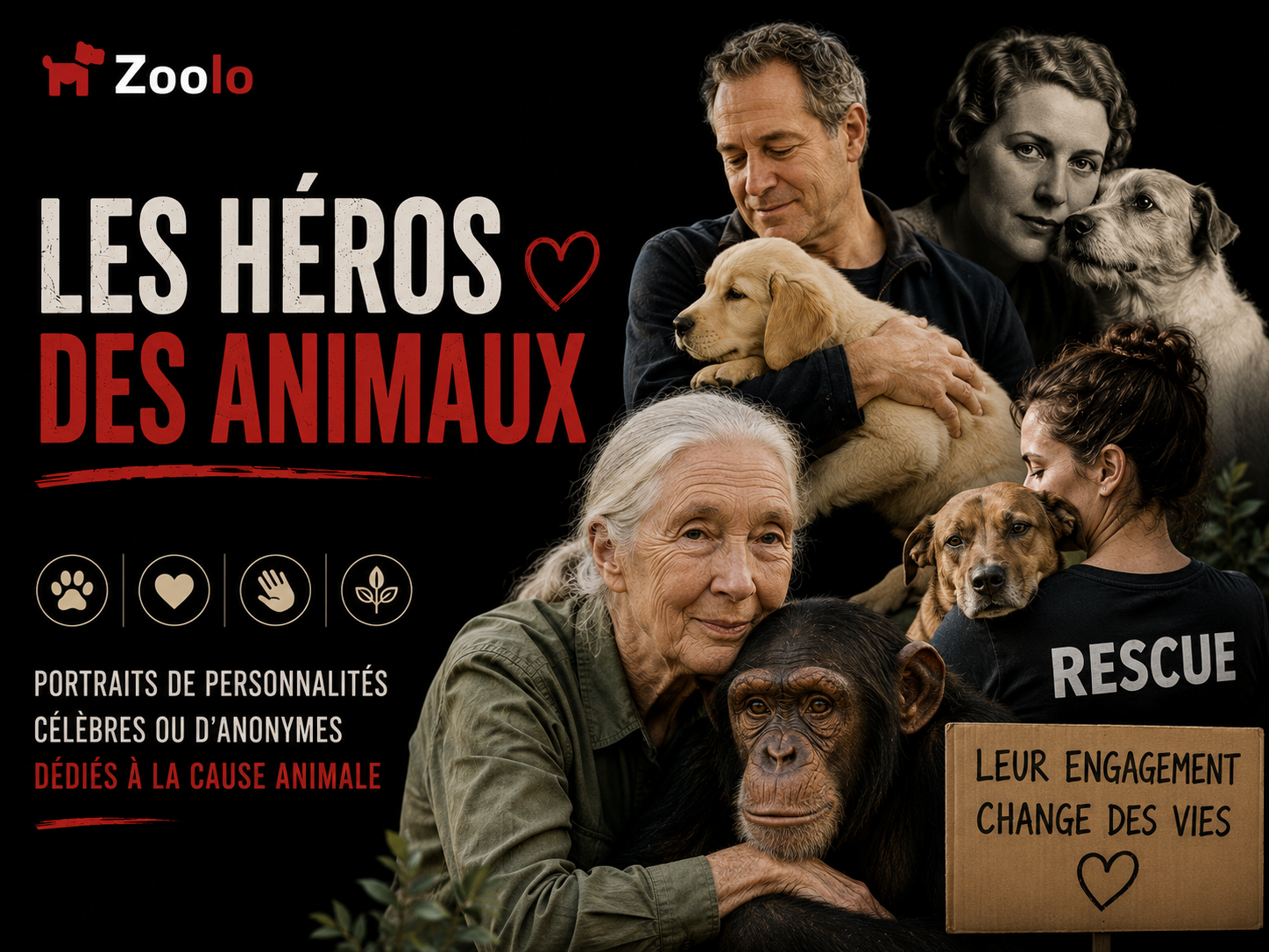 ❤️ Les héros des animaux : portraits de personnalités célèbres ou d'anonymes dédiés à la cause animale