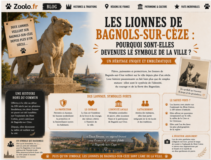 🦁 Les lionnes de Bagnols-sur-Cèze : pourquoi sont-elles devenues le symbole de la ville ?