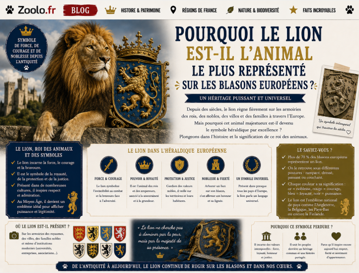 🦁 Pourquoi le lion est-il l'animal le plus représenté sur les blasons européens ?