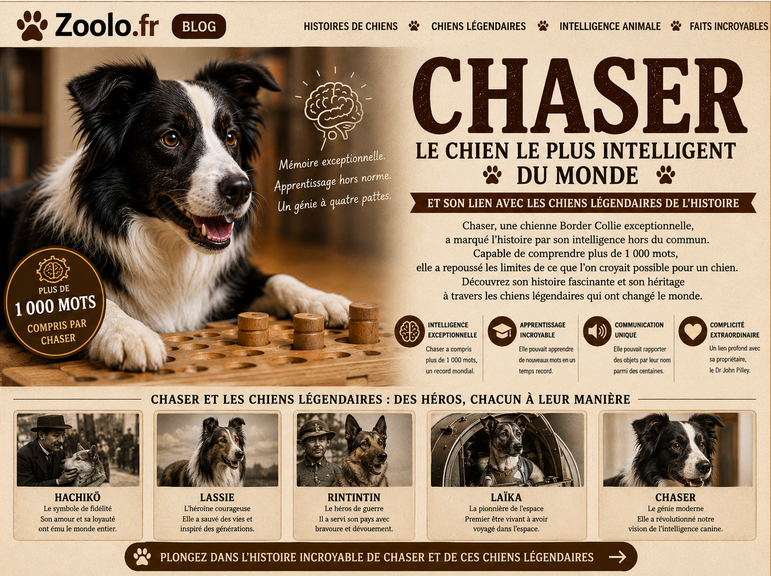 🧠 Chaser : le chien le plus intelligent du monde et son lien avec les chiens légendaires de l’histoire