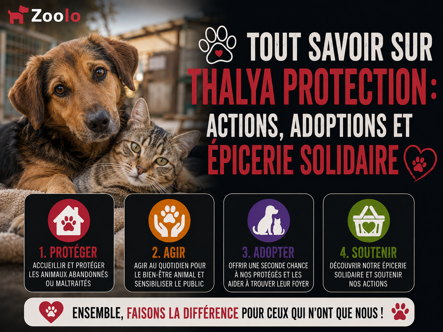 🐾 Tout savoir sur Thalya Protection : actions, adoptions et épicerie solidaire (Association Thalya Protection)
