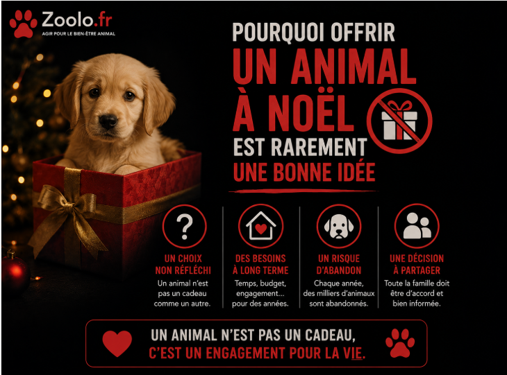 🚫 Pourquoi offrir un animal à Noël est rarement une bonne idée