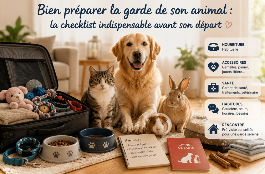 Que faut-il prévoir pour faire garder son animal ? La checklist complète chien, chat, lapin et rongeur