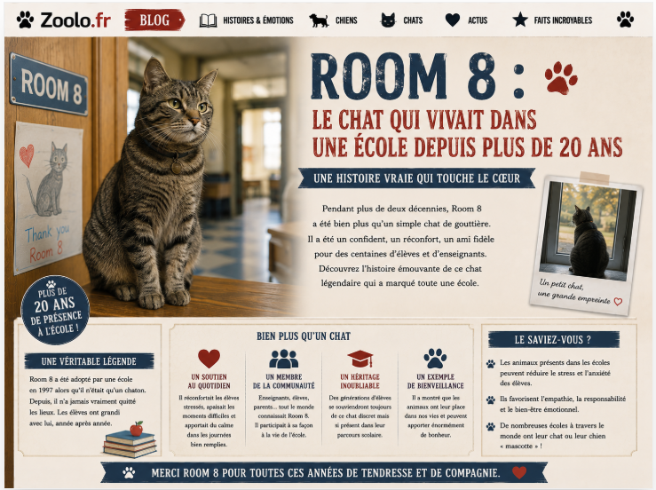 🐱 Room 8 : le chat qui vivait dans une école depuis plus de 20 ans