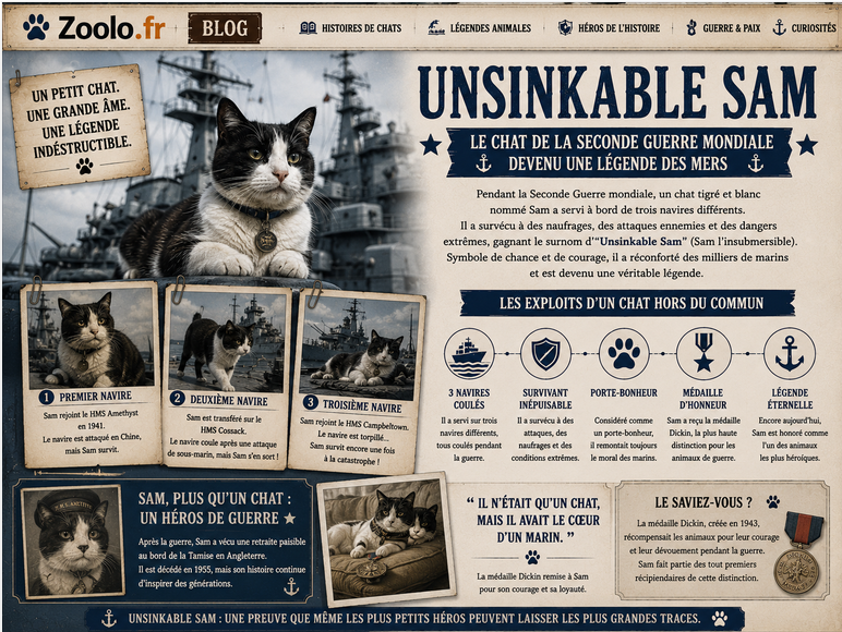 🐱 Unsinkable Sam : le chat de la Seconde Guerre mondiale devenu une légende des mers