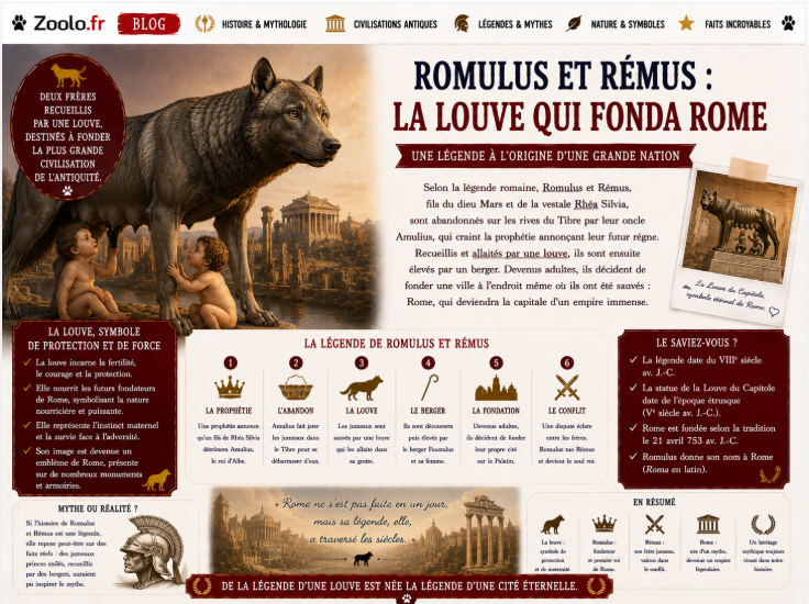 🐺 Romulus et Rémus : la louve qui fonda Rome