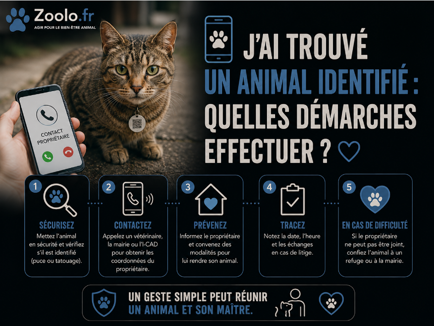 📱 J'ai trouvé un animal identifié : quelles démarches effectuer ?