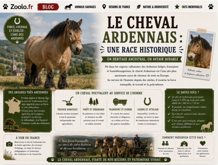 🐴 Le cheval Ardennais : une race historique